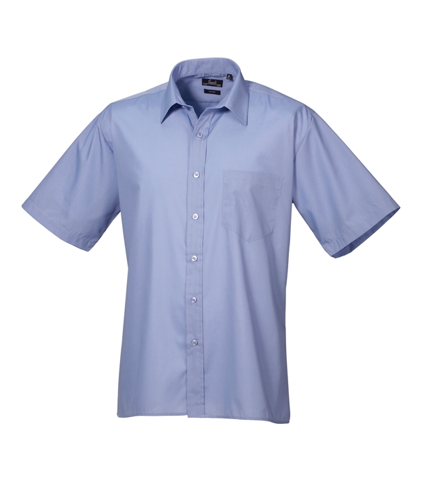 Short Sleeve Poplin Shirt - Mellanblå
