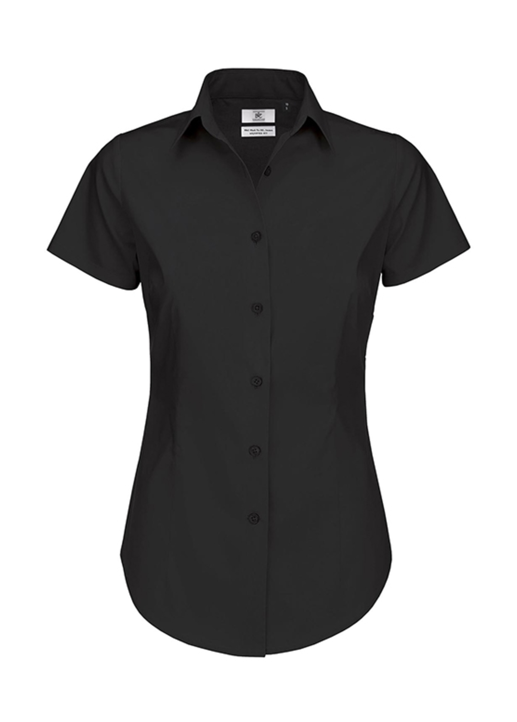 B And C Collection Black Tie Ladies Short Sleeve Shirt